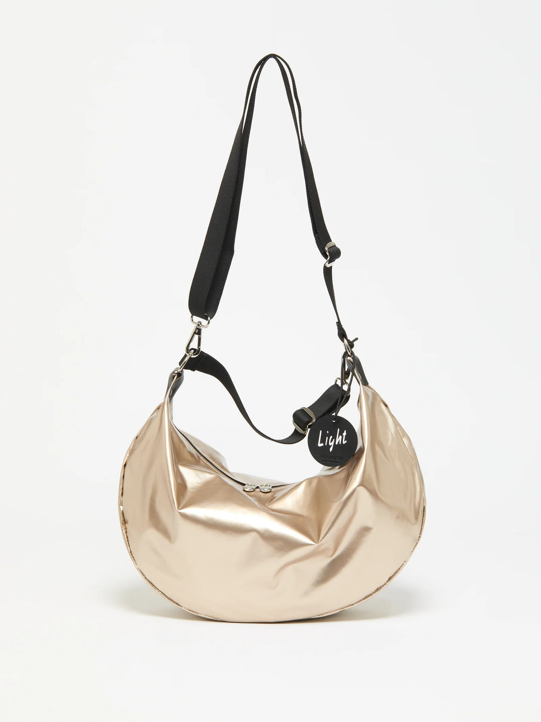 Jack Gomme Charlie Half Moon Bag in Shiny Nacre available at Barbara Katz