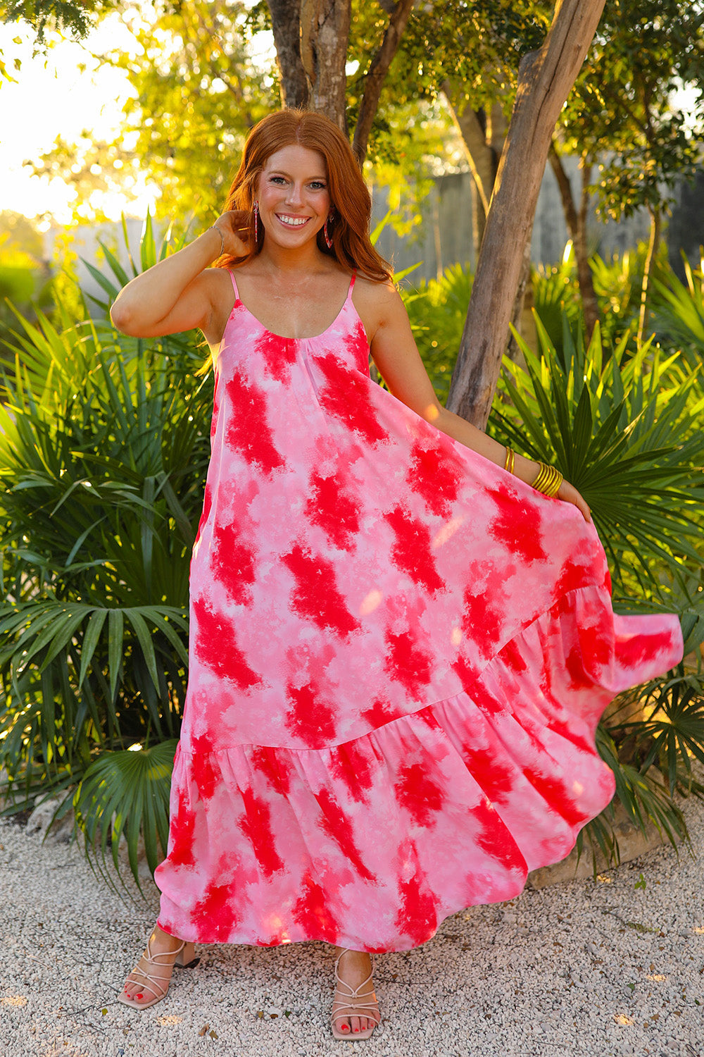 BuddyLove Katey Scooped Neck Maxi Dress in Sunset available at Barbara Katz