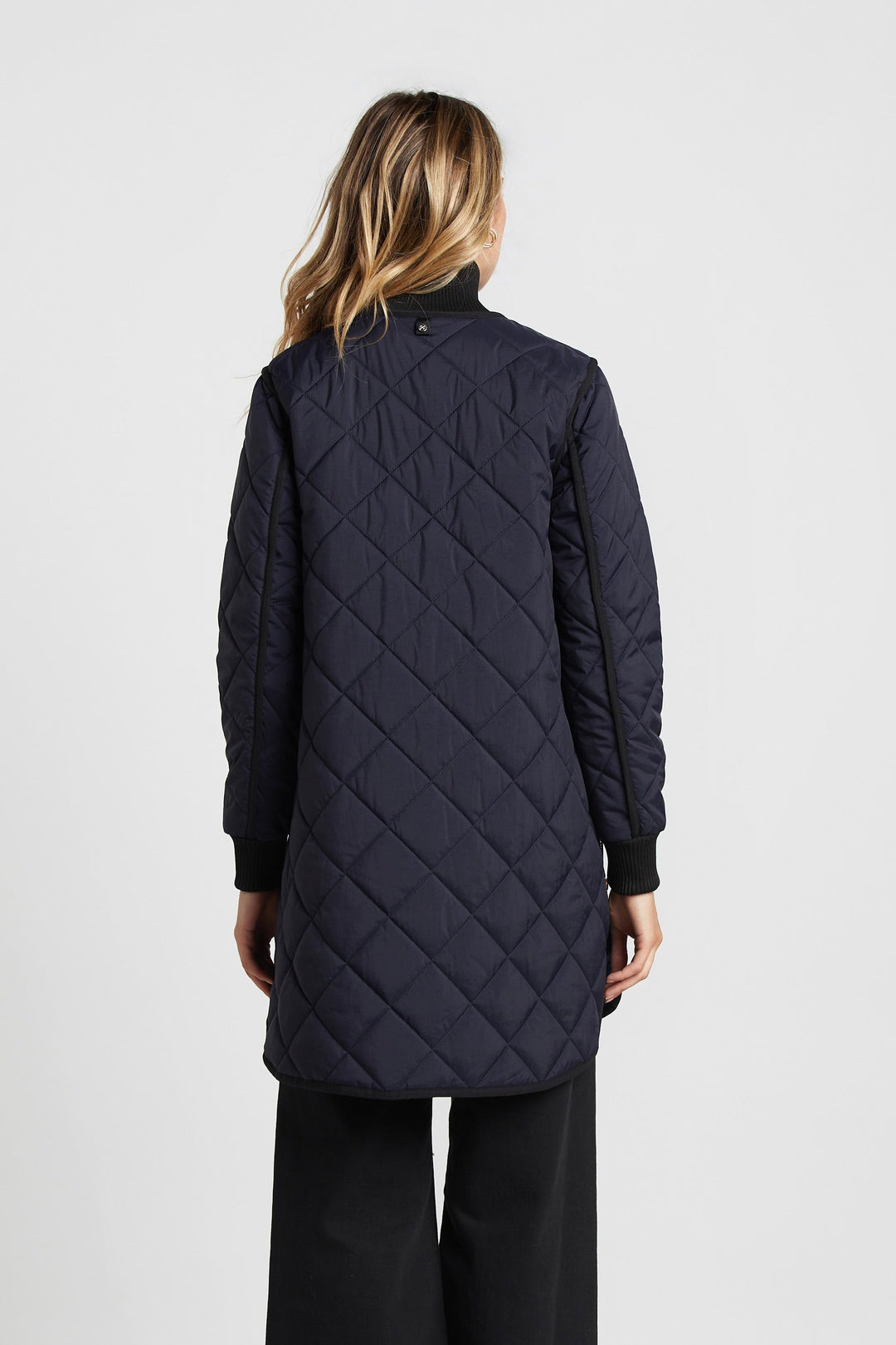 Adroit Atelier Libby Quilted Full Zip Coat in Dark Navy available at Barbara Katz