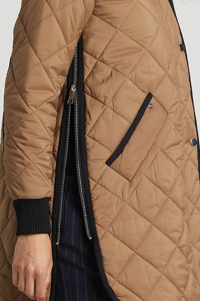 Adroit Atelier Libby Quilted Full Zip Coat - Toffee available at Barbara Katz