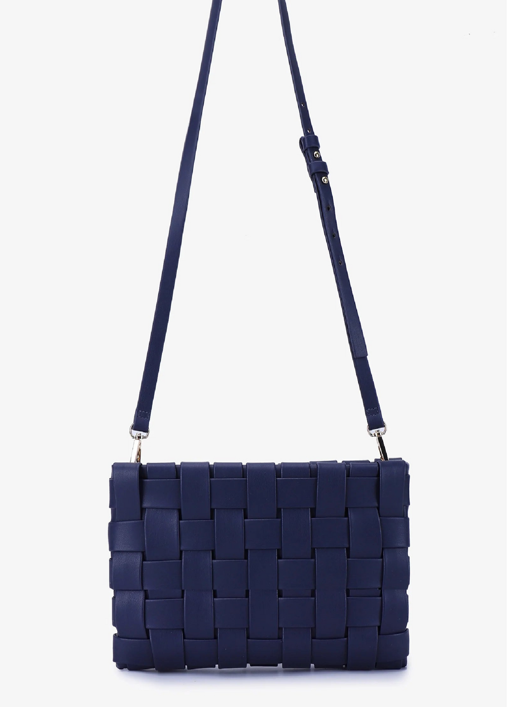 BK Handbags Lindy Large Woven Clutch Crossbody Bag in Navy available at Barbara Katz