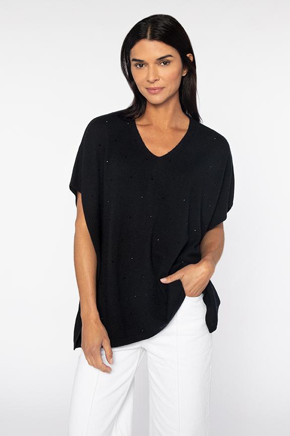 Kinross Cashmere Crystal Vee Popover available at Barbara Katz