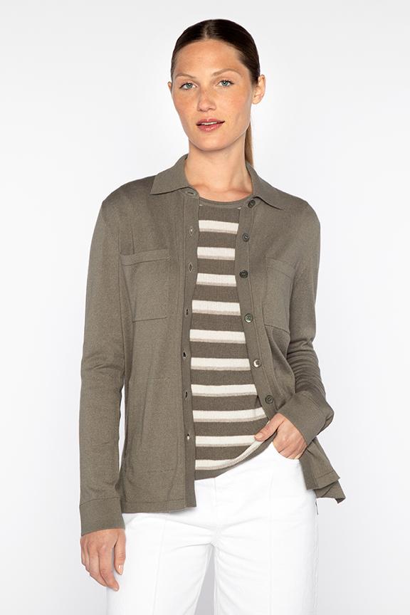 Kinross Shirt Cardigan - Eucalyptus available at Barbara Katz