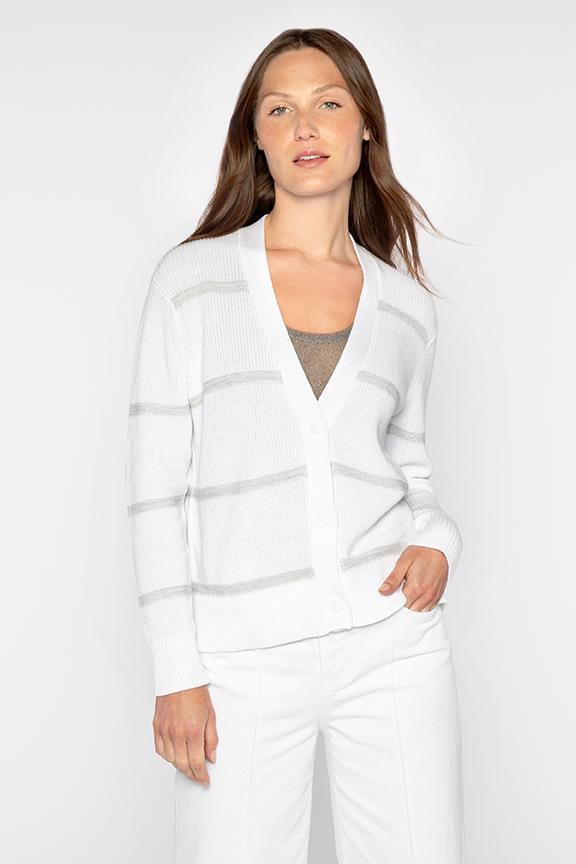 Kinross Lurex Stripe Cardigan available at Barbara Katz