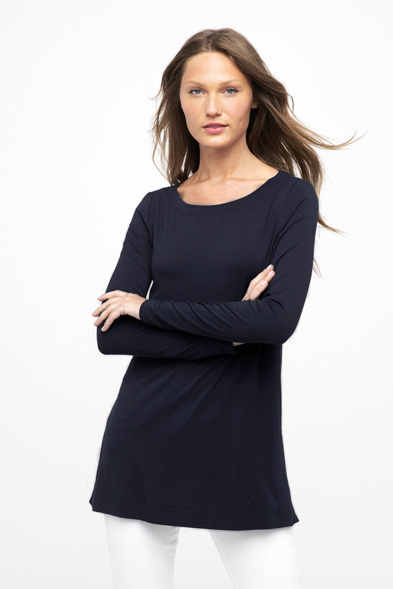 Kinross Bamboo Boatneck Tunic - Black