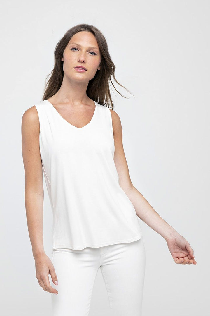 Kinross Bamboo  Hi Low Vee Tank Top available at Barbara Katz