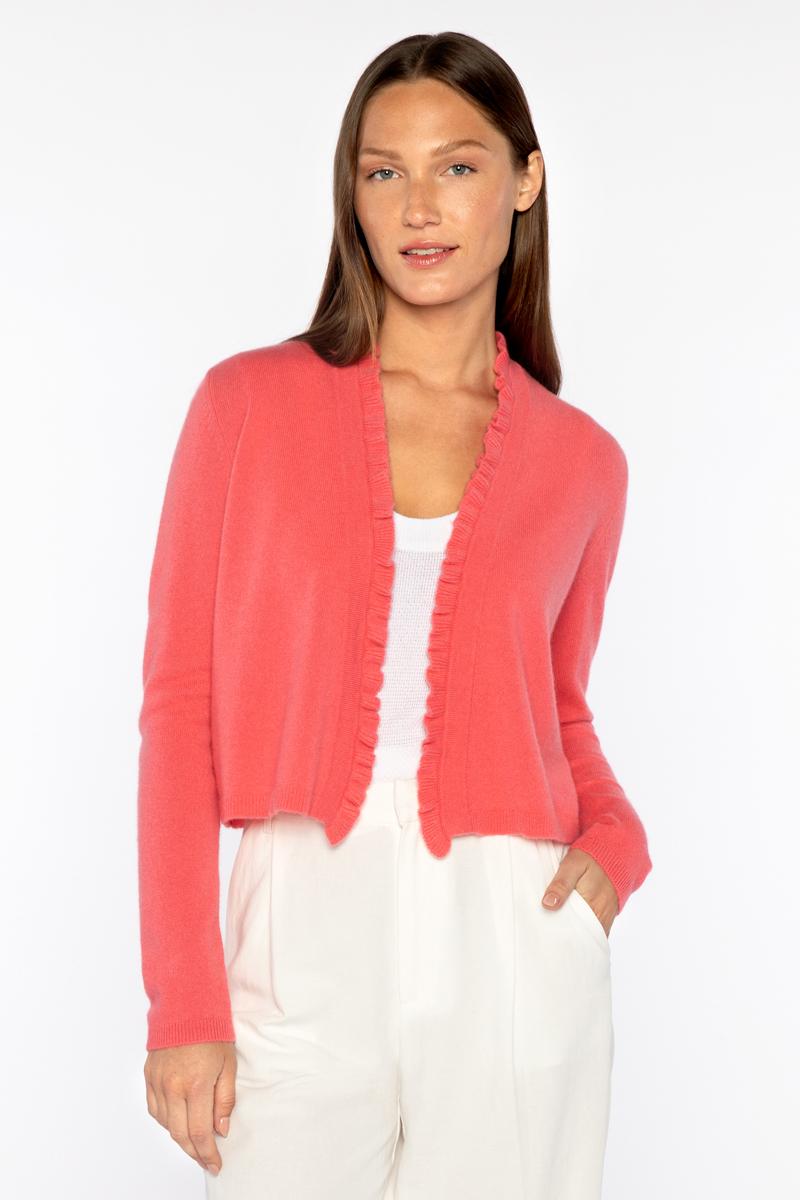 Barbara Katz Kinross Collection Ruffle Trim Cardigan