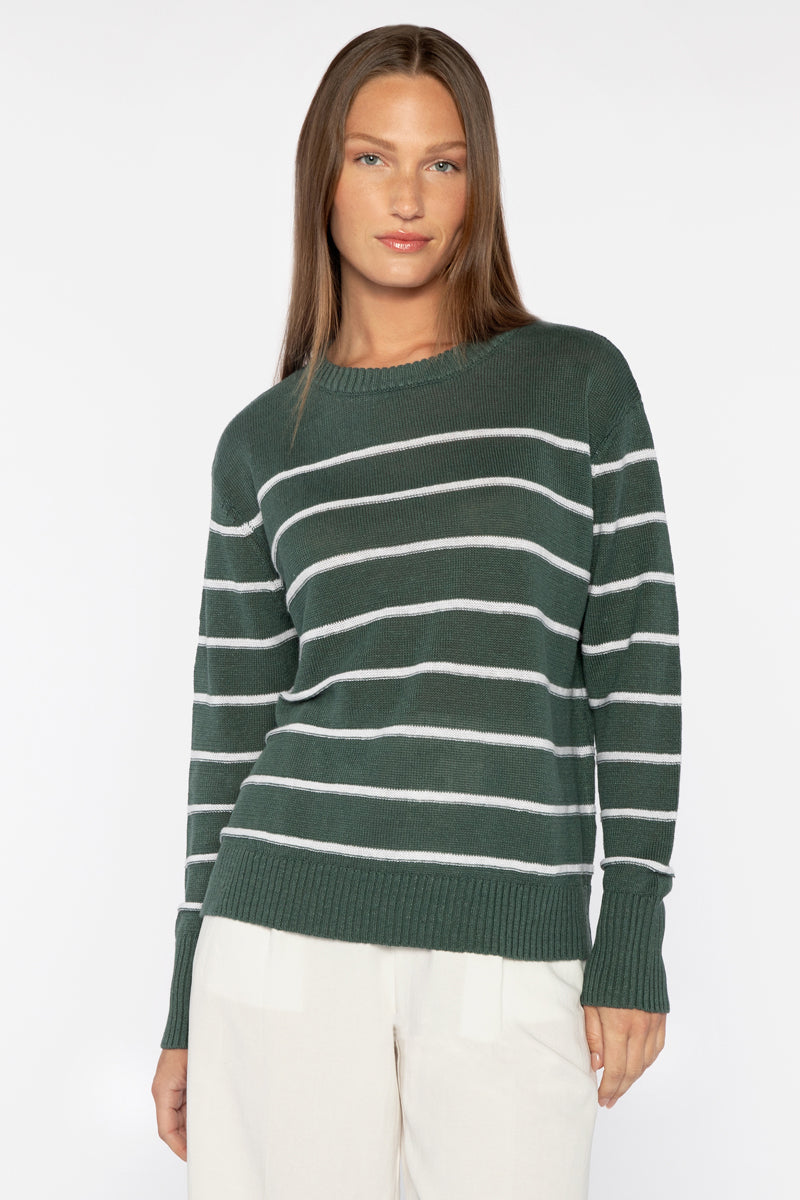 Barbara Katz Kinross Collection Crop Stripe Crew