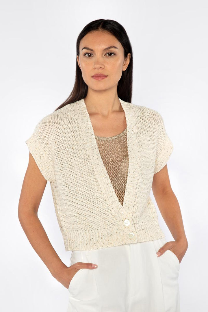 Barbara Katz Kinross Collection Sequin Cap Sleeve Cardigan