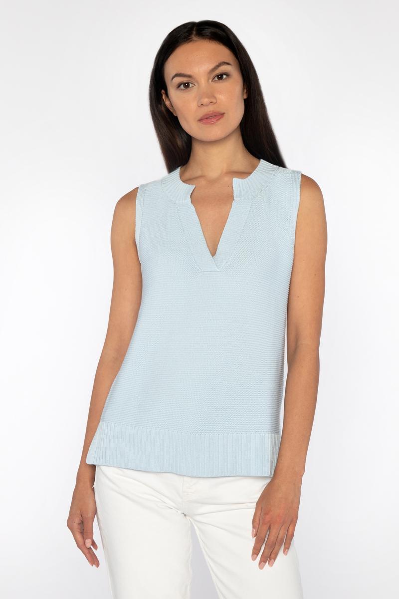 Barbara Katz Kinross Collection Sleeveless Split Neck Crew