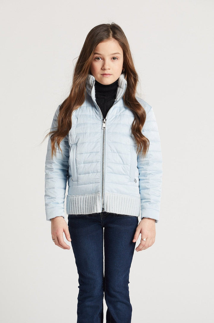 Lulu Light Weight Quilted Down Jacket w/ Knit Trim Details