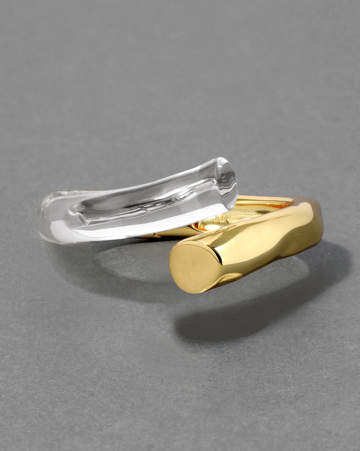 Alexis Bittar Liquid Lucite Bypass Hinge Bracelet in Gold/Clear available at Barbara Katz