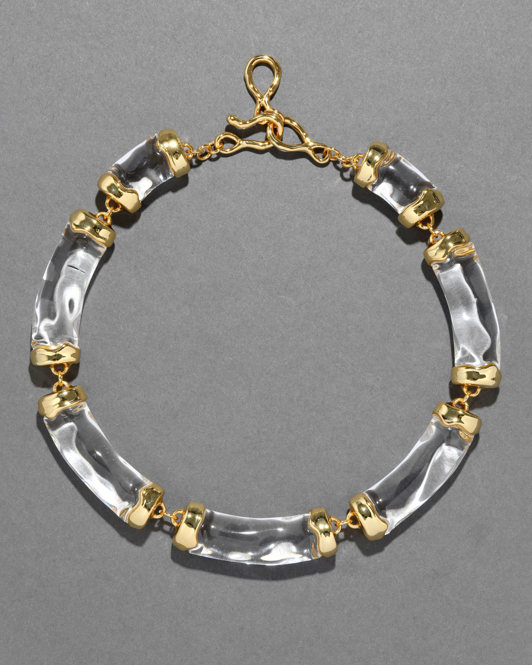 Alexis Bittar Clear Liquid Lucite Pillow Link Necklace available at Barbara Katz