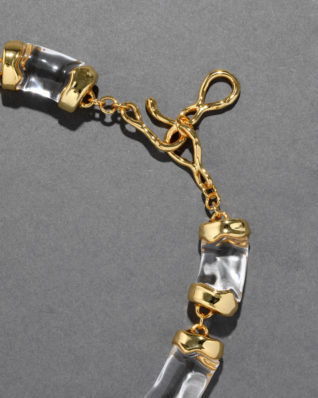 Alexis Bittar Liquid Lucite Pillow Link Necklace in Clear/Gold available at Barbara Katz