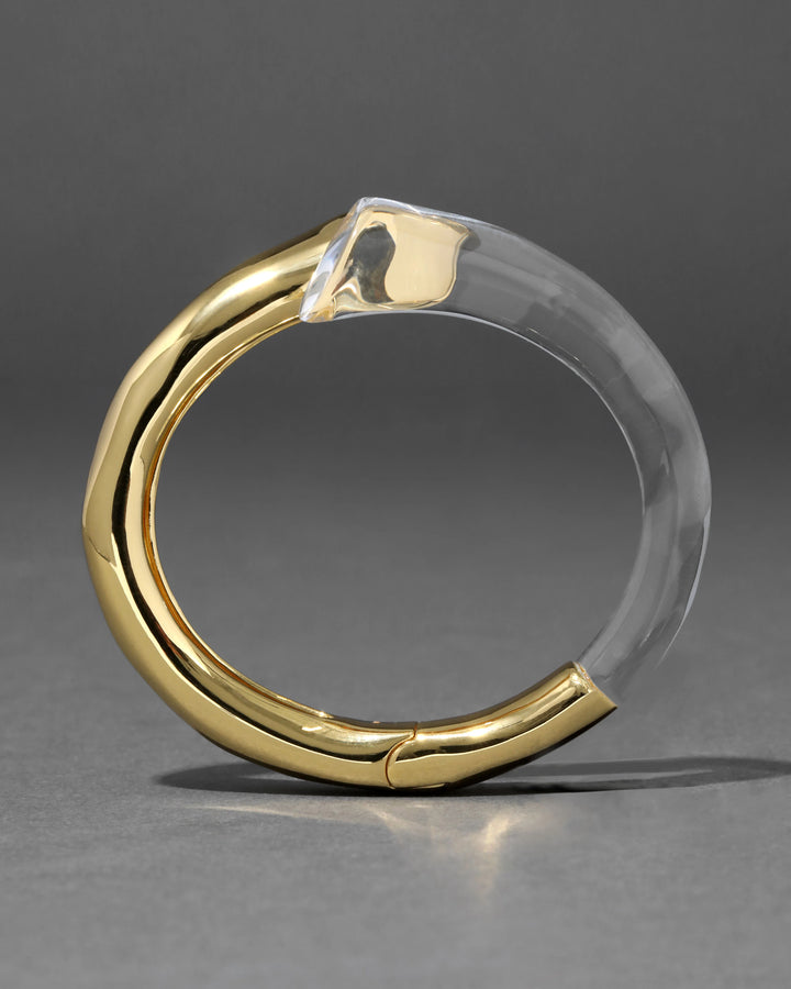 Alexis Bittar Liquid Lucite Bypass Hinge Bracelet in Gold/Clear available at Barbara Katz