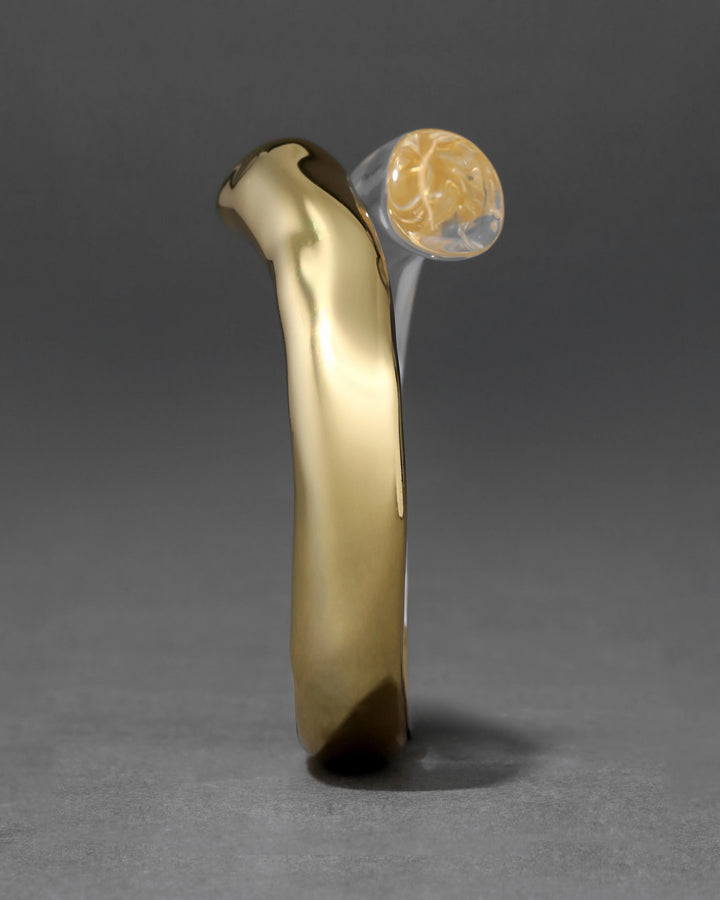 Alexis Bittar Liquid Lucite Bypass Hinge Bracelet in Gold/Clear available at Barbara Katz