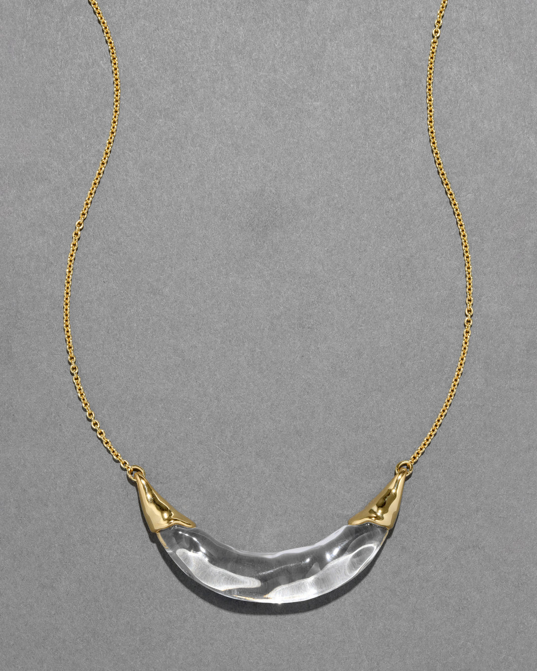 Alexis Bittar Clear Liquid Lucite Large Crescent Necklace available at Barbara Katz