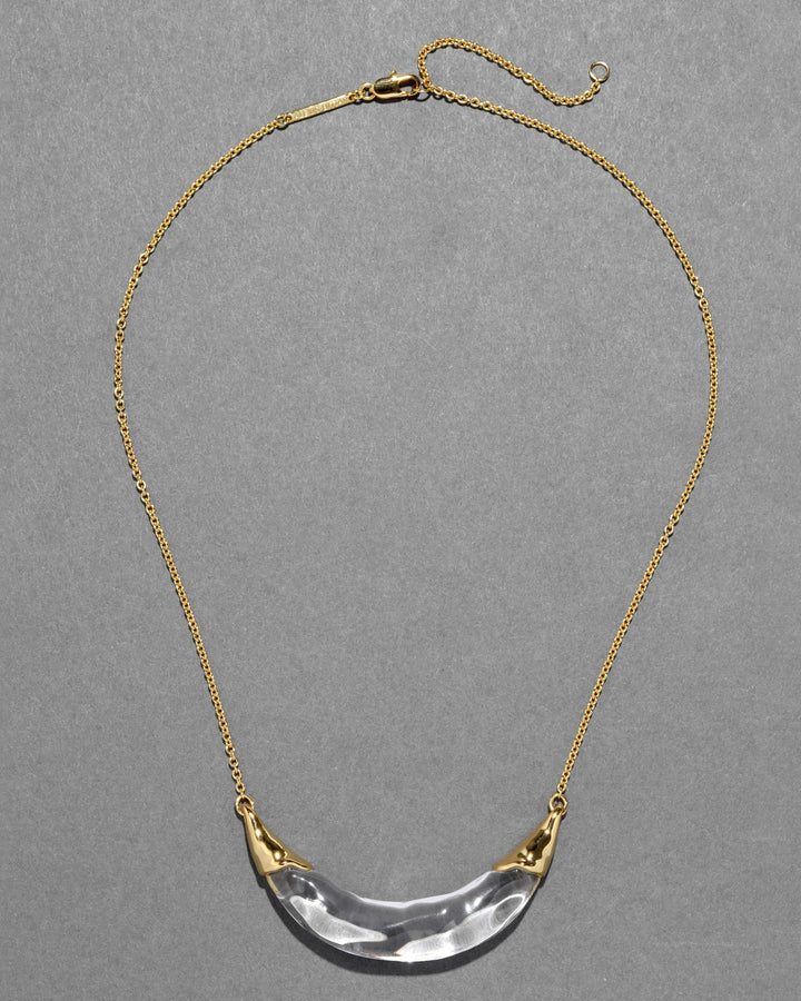 Alexis Bittar Clear Liquid Lucite Large Crescent Necklace available at Barbara Katz