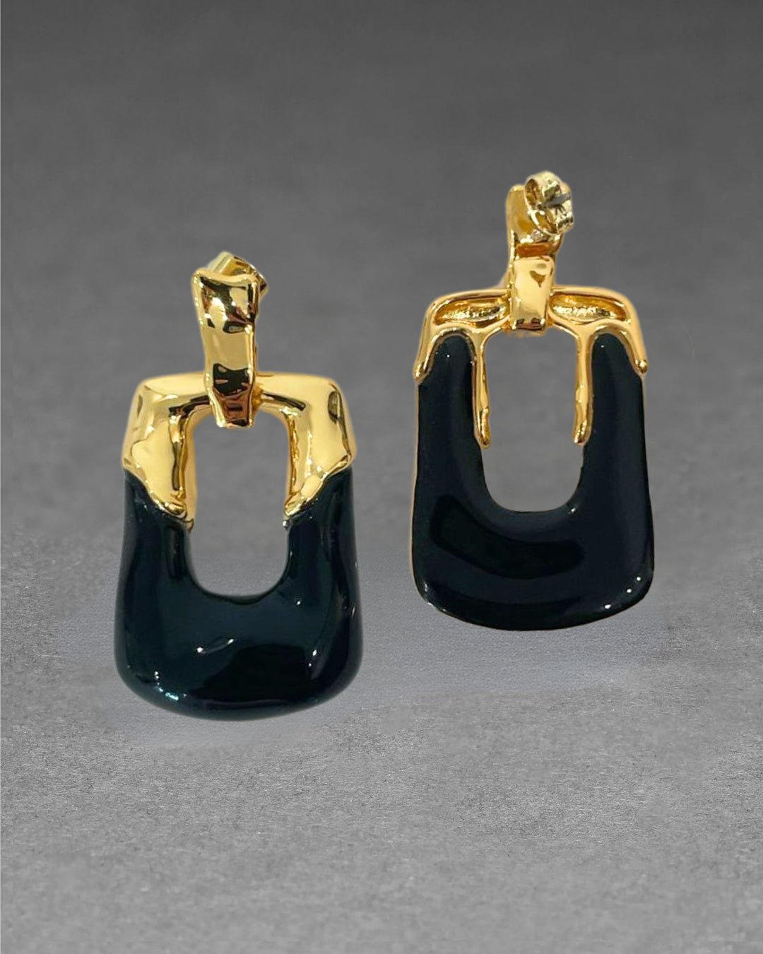 Alexis Bittar Luminous Lucite Rectangular Door Knocker Earrings in Onyx available at Barbara Katz