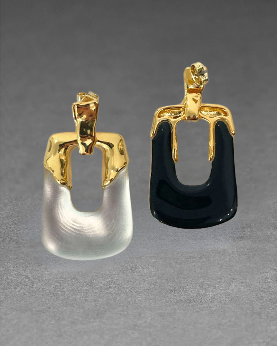 Alexis Bittar Luminous Lucite Rectangular Door Knocker Earrings in Clear available at Barbara Katz