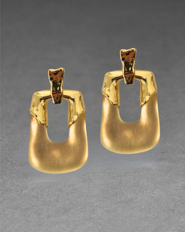 Alexis Bittar Luminous Gold Lucite Rectangular Door Knocker Earrings available at Barbara Katz