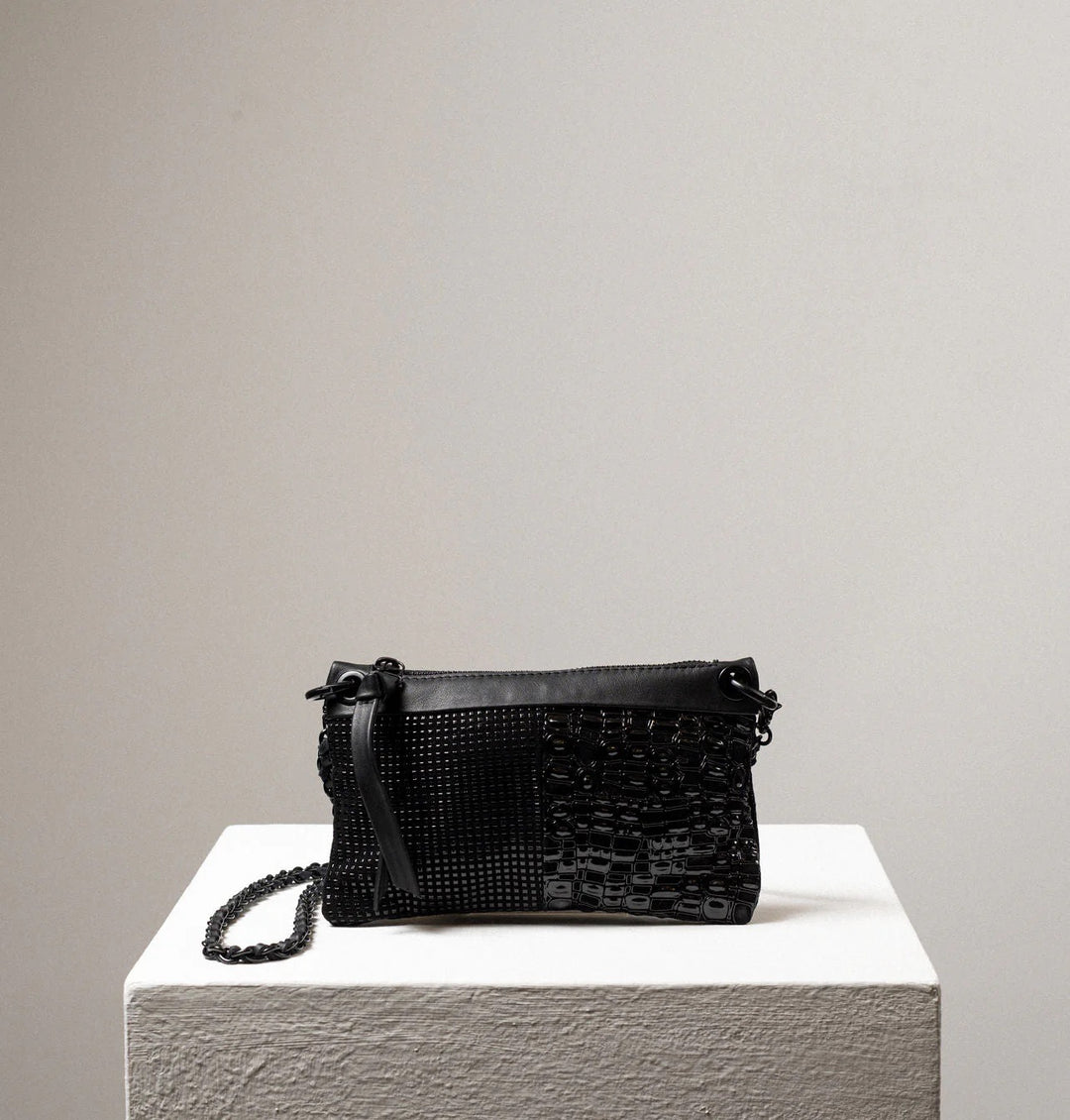 Daniella Lehavi Malika Clutch in Black Shimmer available at Barbara Katz