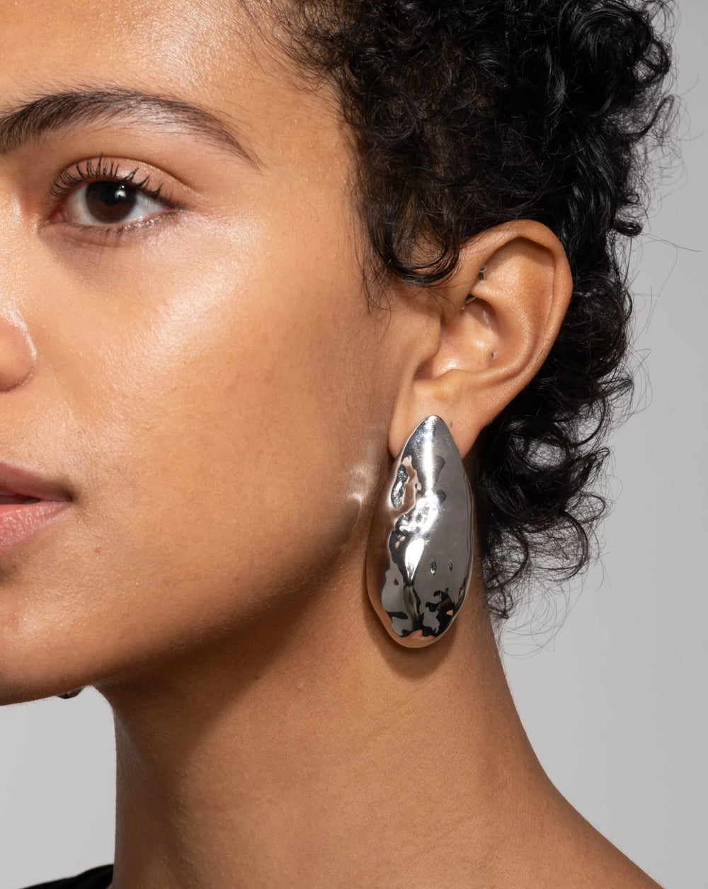 Alexis Bittar Silver Molten Puffy Teardrop Post Earrings available at Barbara Katz