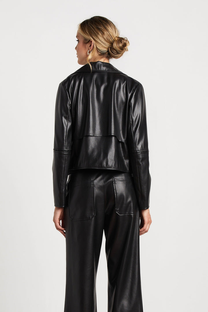 Adroit Atelier Ninon Short Vegan Leather Jacket - Black