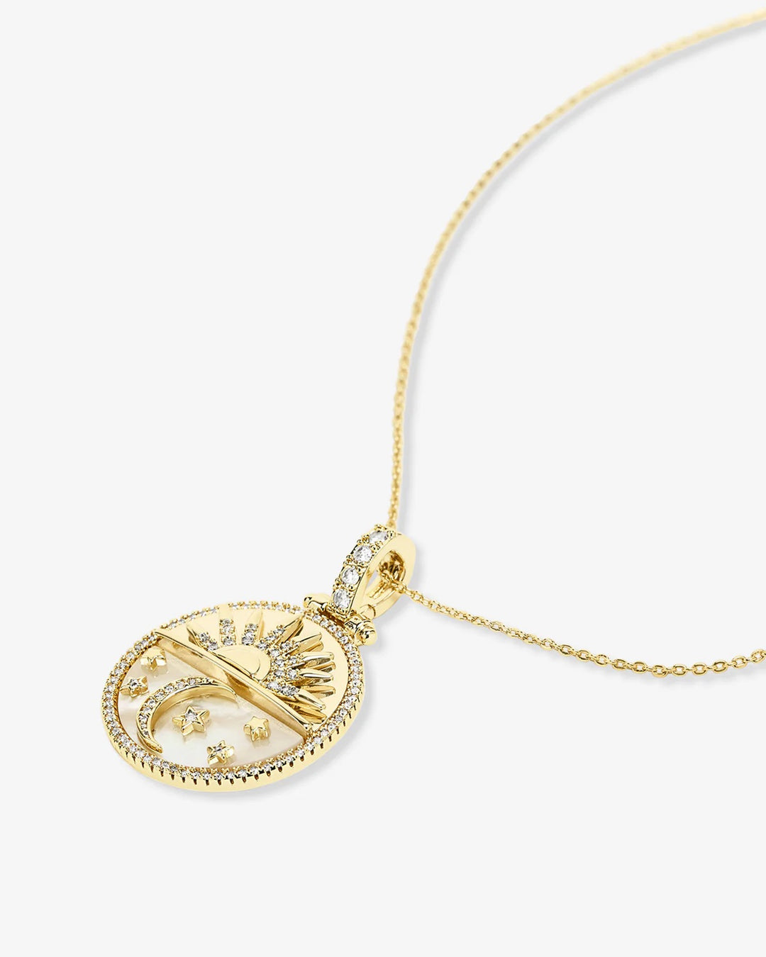 Melinda Maria Gold/White Diamondettes  New Beginnings Medallion Necklace available at Barbara Katz