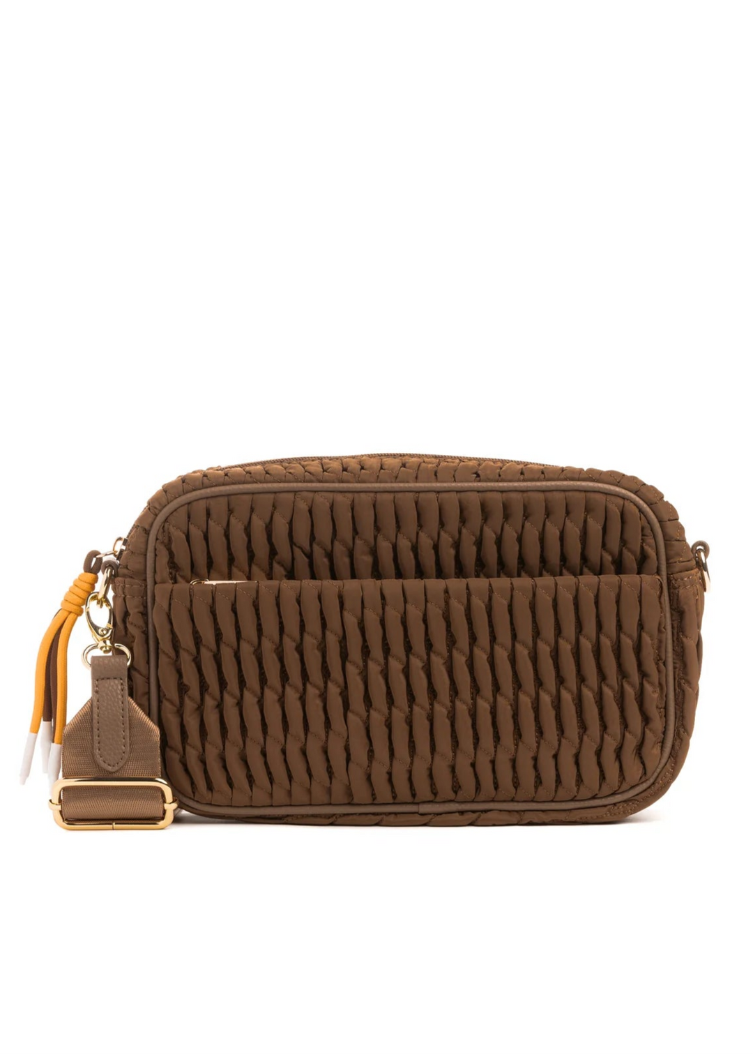 BK Noa Linen Crossbody Bag in Walnut available at Barbara Katz