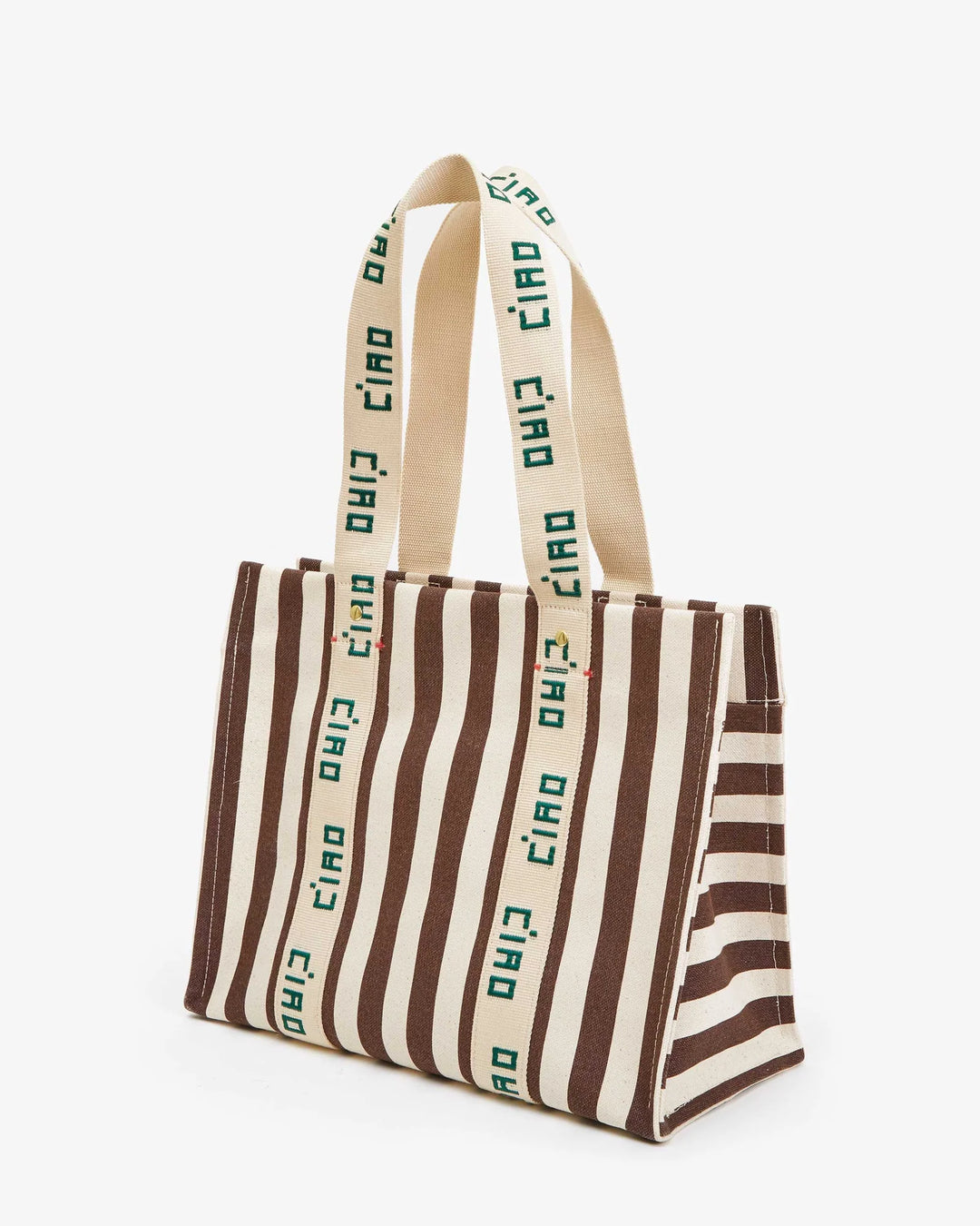 Clare V Noemie Bag in Natural & Mocha Striped Canvas