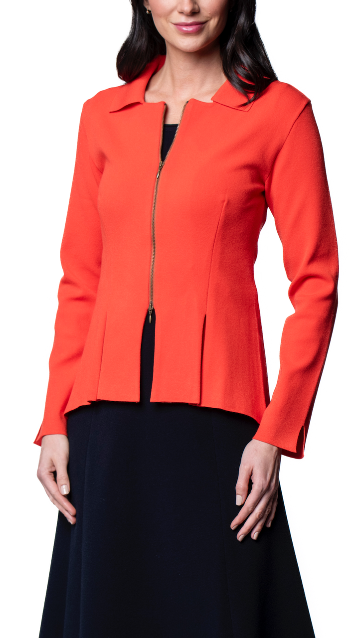 Nikkie Flat-Knit Zip Jacket - Bright Orange / Fall Pre-Order