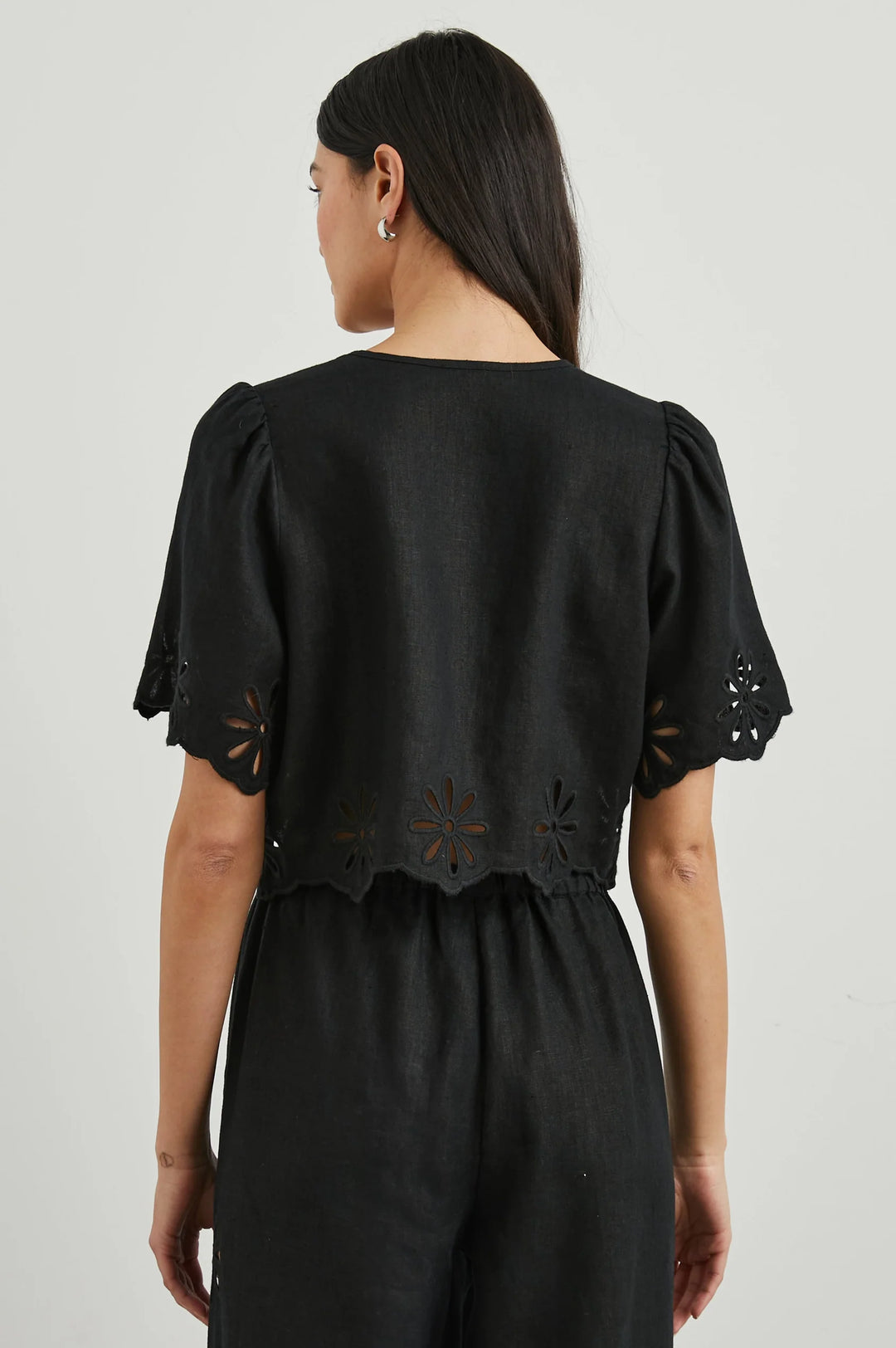 Rails Pari Blouse in Black Eyelet paired with matching Emmie Pants available at Barbara Katz