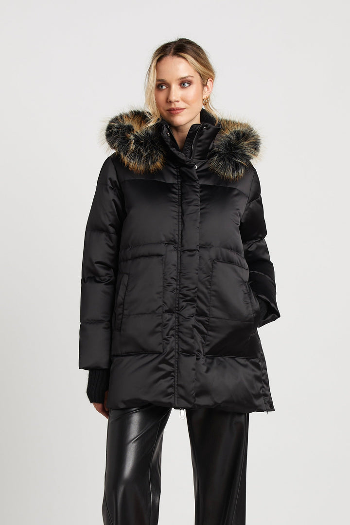 Adroit Atelier Patsy Hooded Down Coat - Black available at Barbara Katz