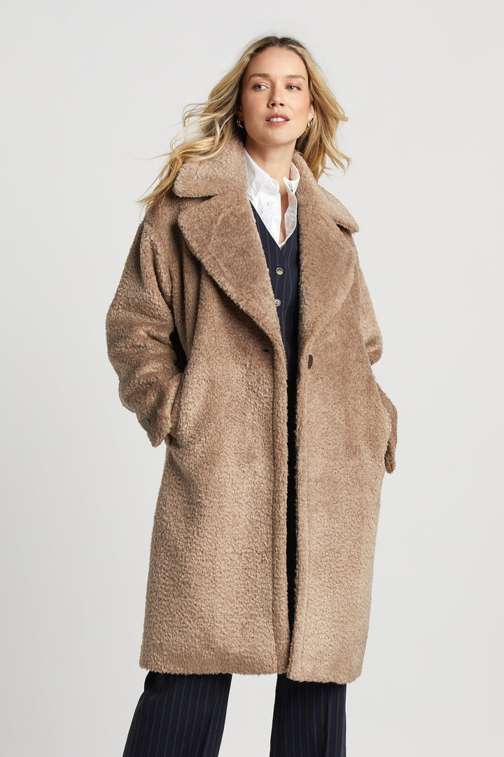 Adroit Atelier Polly Long Faux Fur Coat - Latte available at Barbara Katz