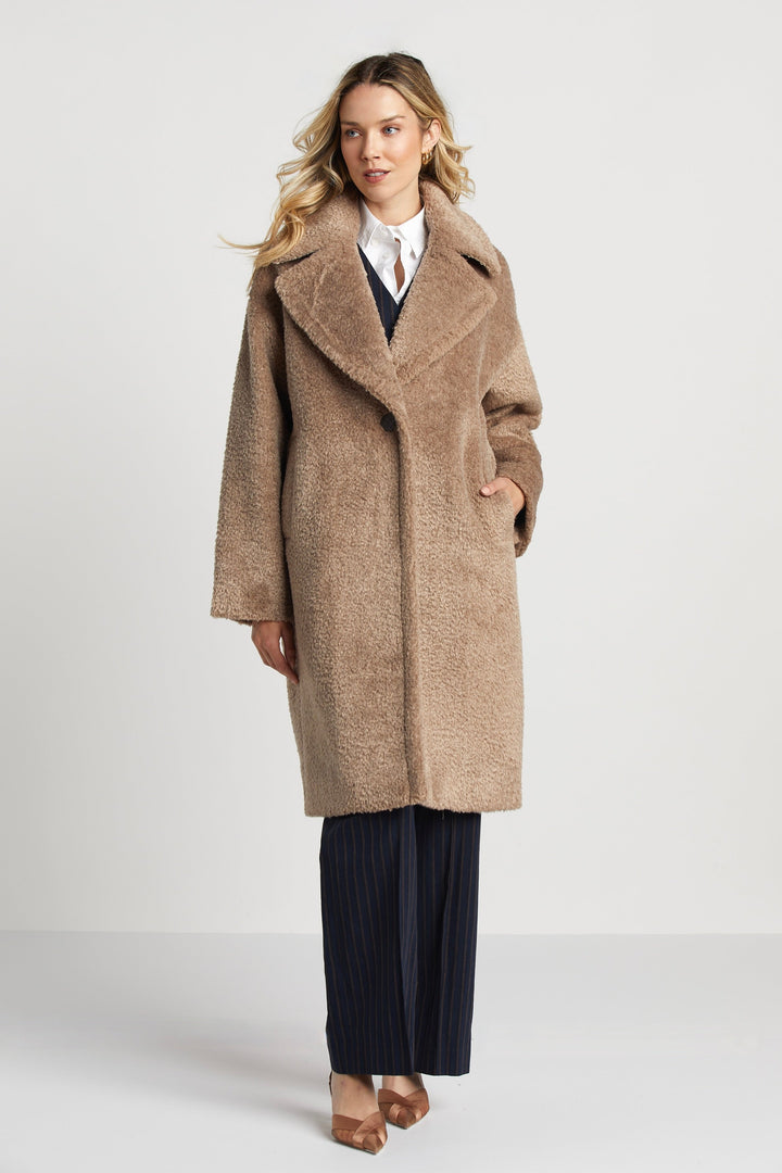 Adroit Atelier Polly Long Faux Fur Coat - Latte available at Barbara Katz