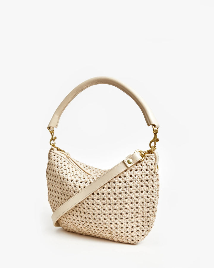 Clare V Petit Moyen Messenger Bag in Cream Rattan available at Barbara Katz