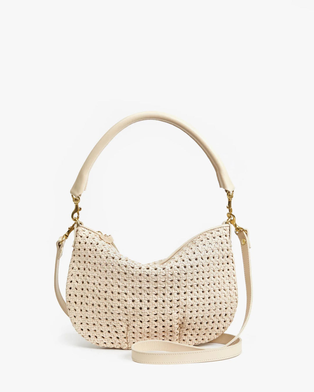 Clare V Petit Moyen Messenger Bag in Cream Rattan available at Barbara Katz