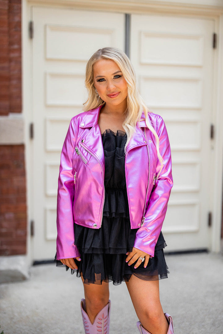 BuddyLove Dani Vegan Leather Jacket - Magenta