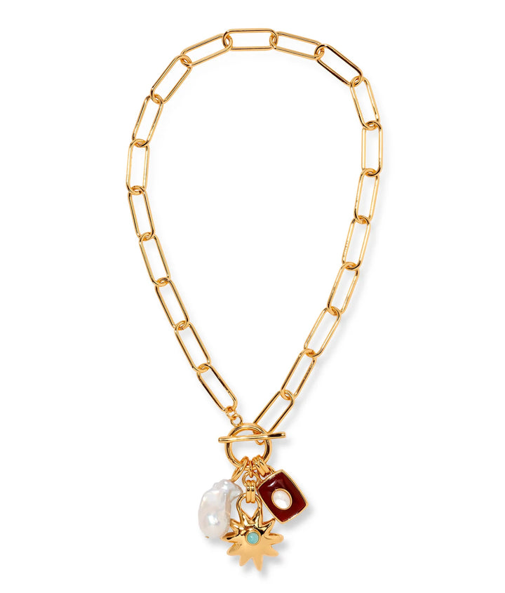 Lizzie Fortunato Helios Charm Necklace - Merlot available at Barbara Katz