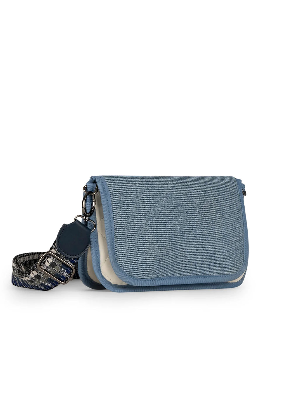 BK Rae Cape Denim Vegan Leather Crossbody Bag available at Barbara Katz