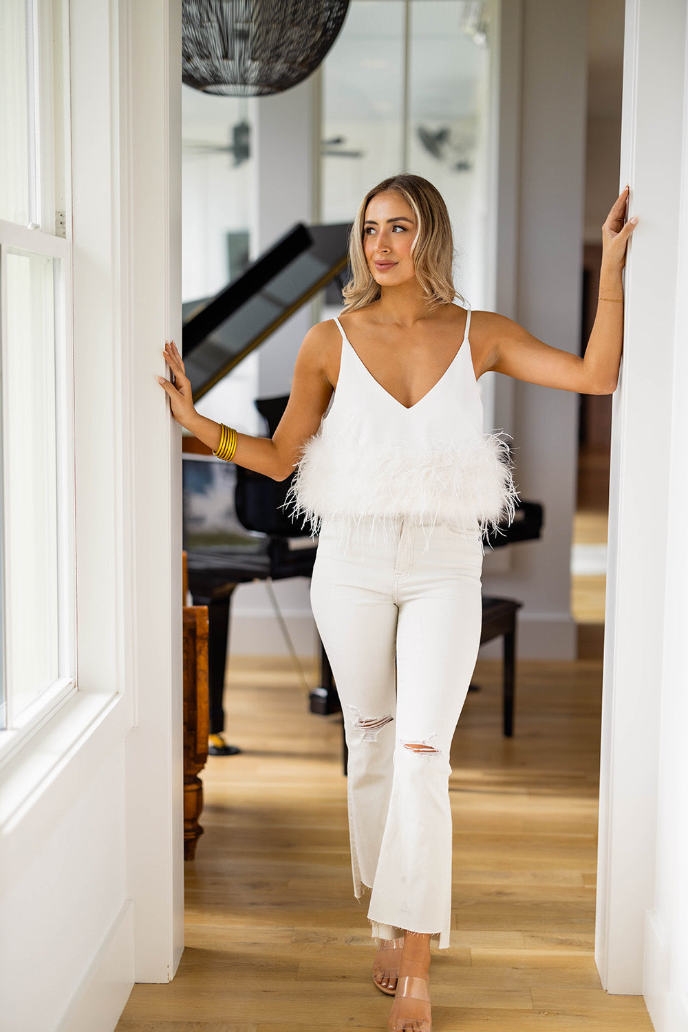 BuddyLove Reno Feather Tank Top - White