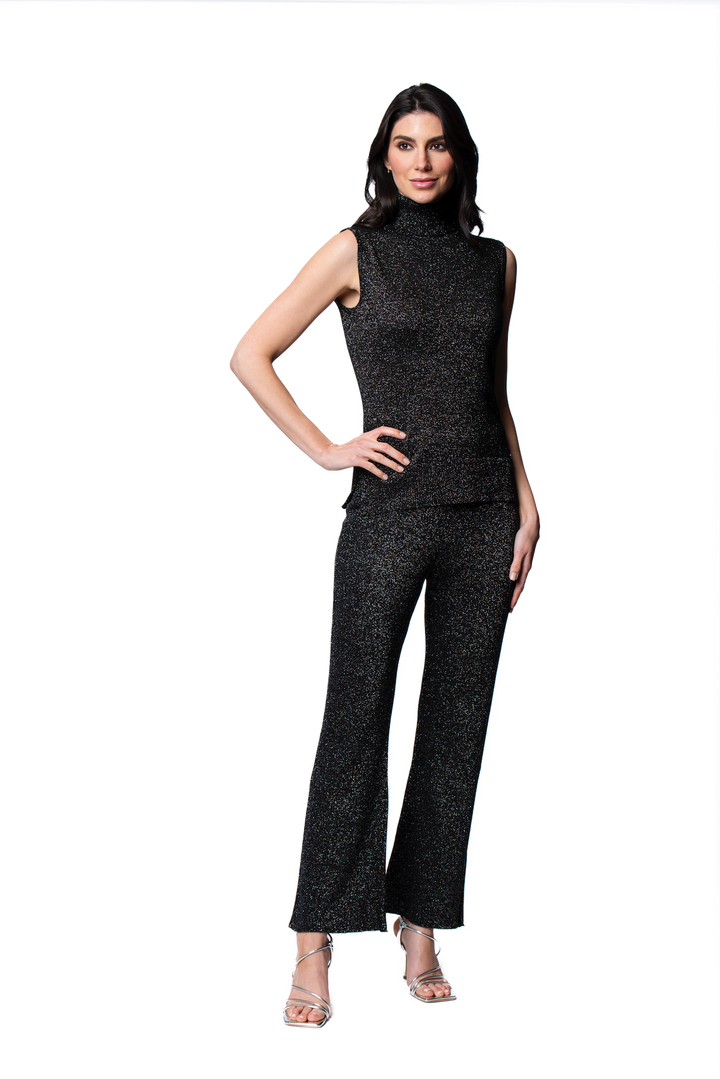 Biana Riley Shimmer Sleeveless Turtleneck Top in Black Shimmer available at Barbara Katz