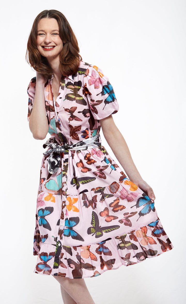 Dizzy-Lizzie Litchfield Dress - Pink with Butterflies available at Barbara Katz