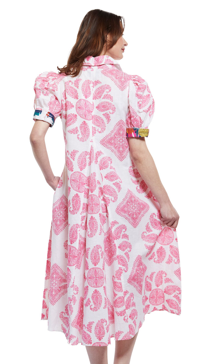 Dizzy-Lizzie Montauk Dress - Pink White Paisley available at Barbara Katz