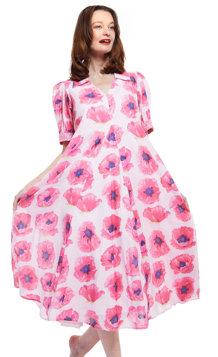 Dizzy-Lizzie Montauk Dress - Pink With Poppy available at Barbara Katz