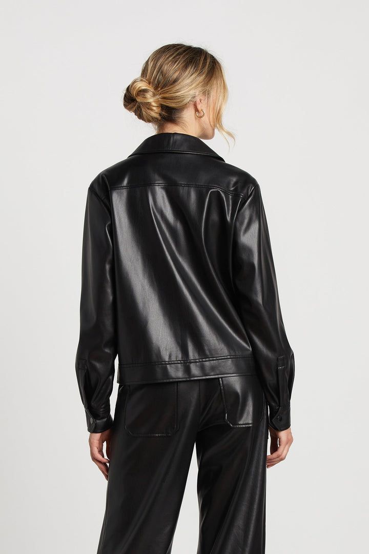 Adroit Atelier Sadie Short Vegan Leather Jacket - Black