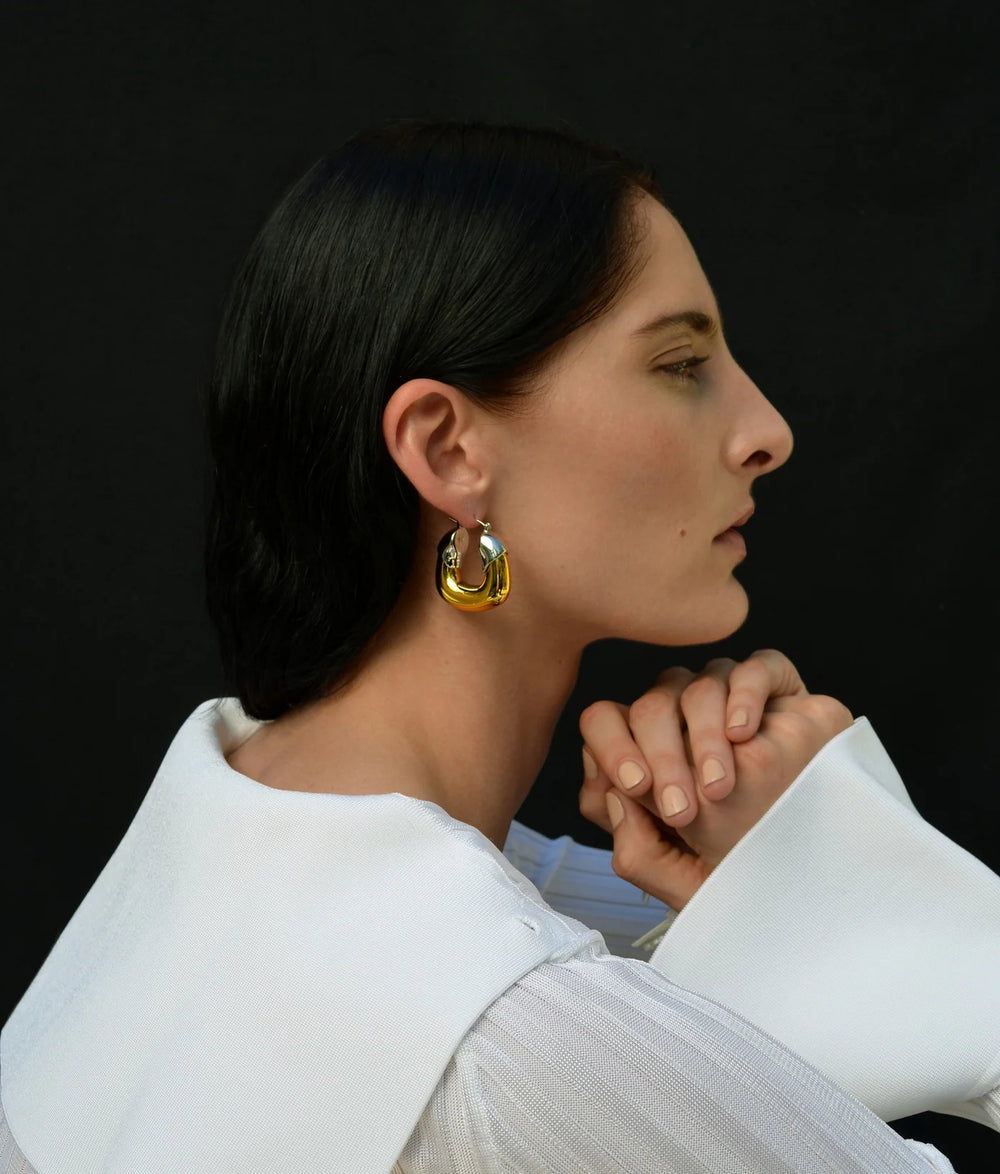 Lizzie Fortunato Organic Hoops in Mixed Metal available at Barbara Katz