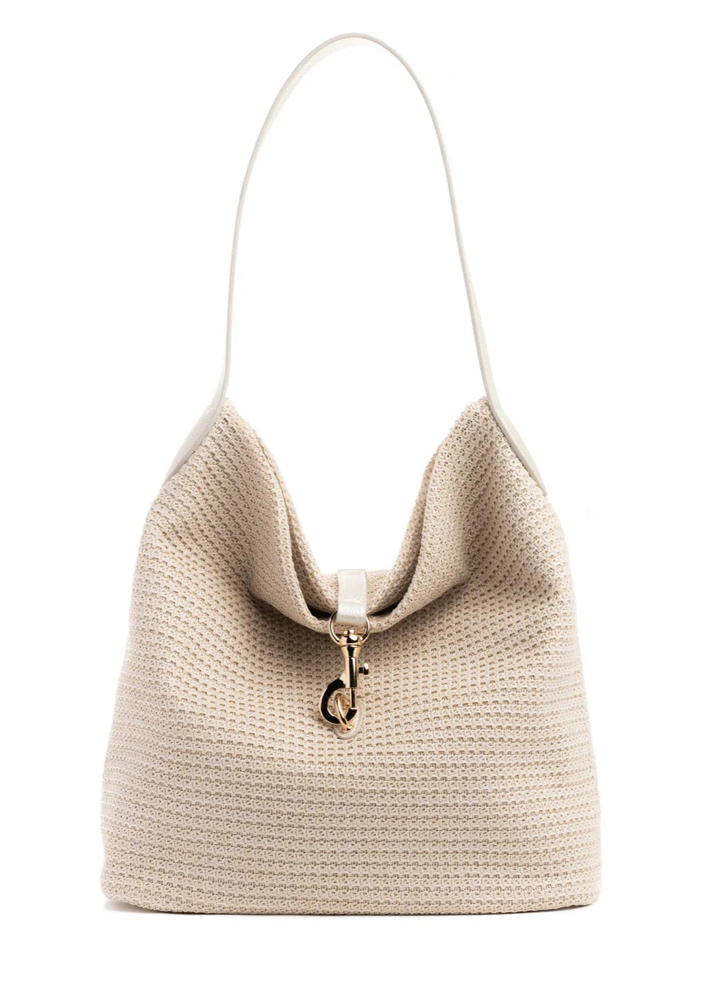 BK Sandy Raffia Shoulder Bag in Beige available at Barbara Katz