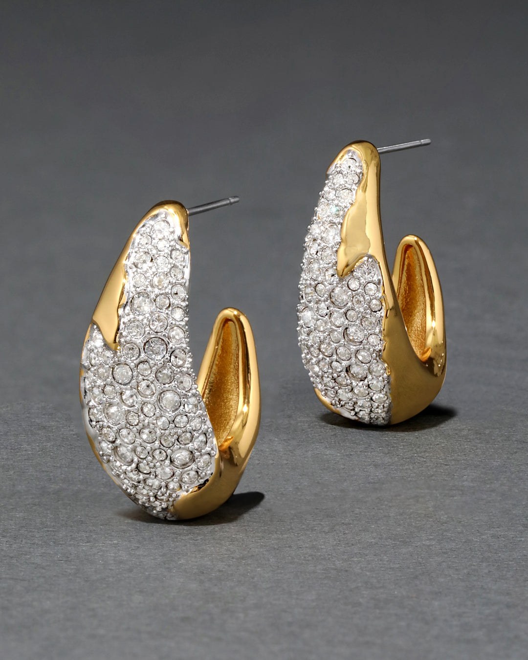 Alexis Bittar Solanales Crystal Hoop Earrings in Gold available at Barbara Katz